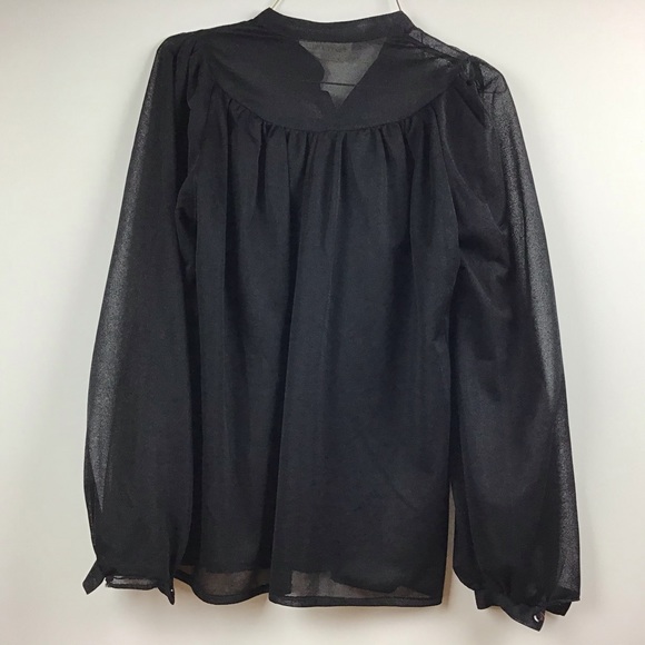 Blouse,LS Blk.,Sheer Polyester. - Picture 6 of 6